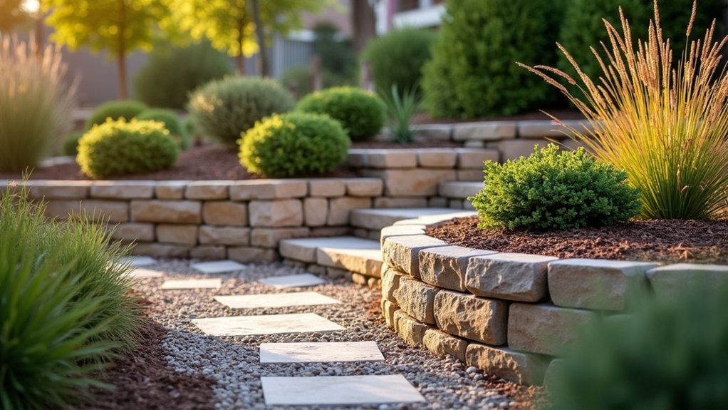 tiered retaining wall construction