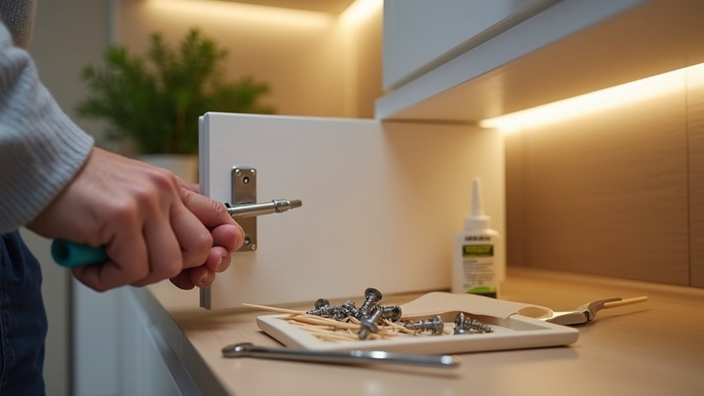tighten hinges and handles